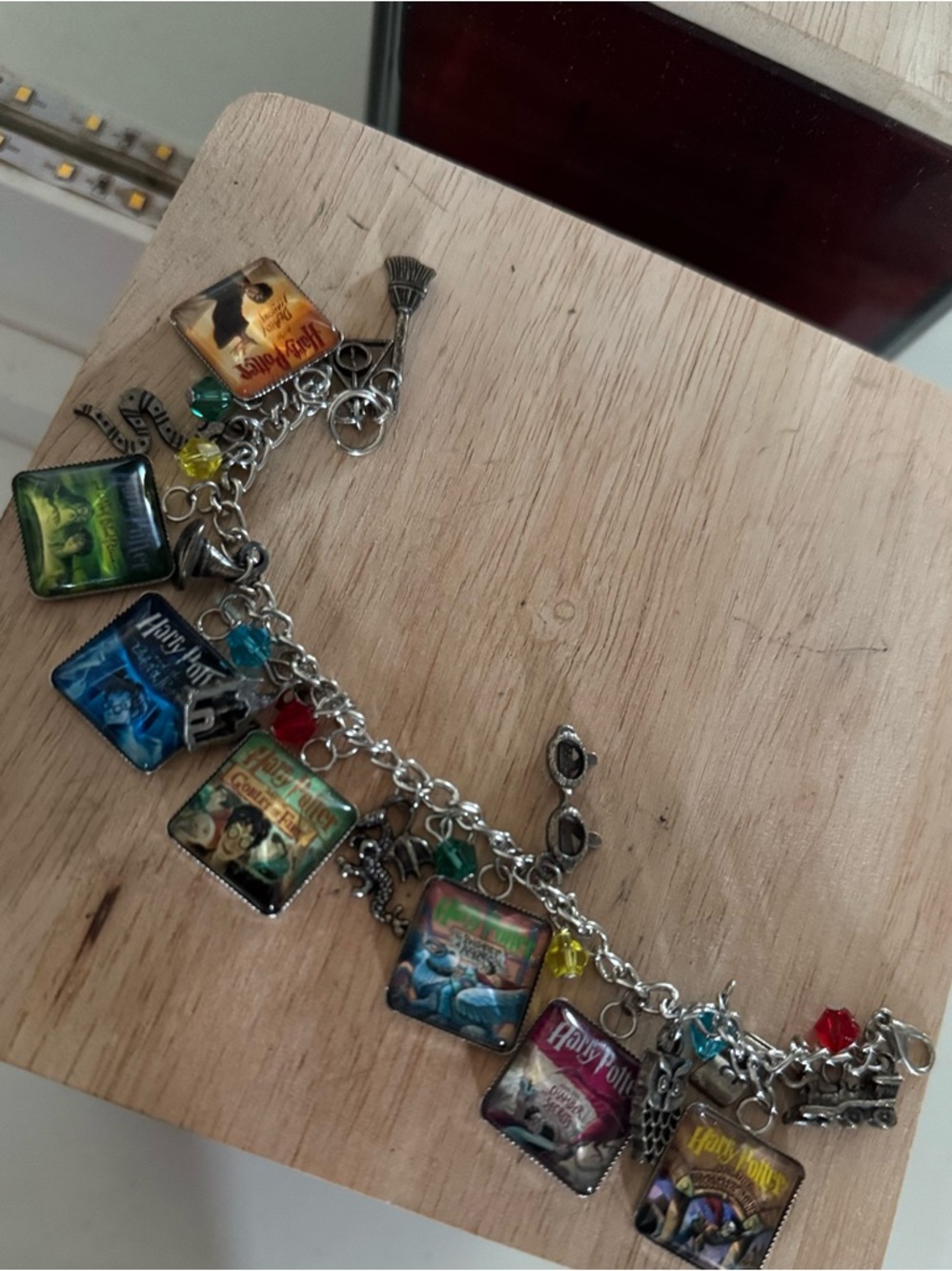 Harry Potter Themed Charm Bracelet with Colorful Book Cover Charms